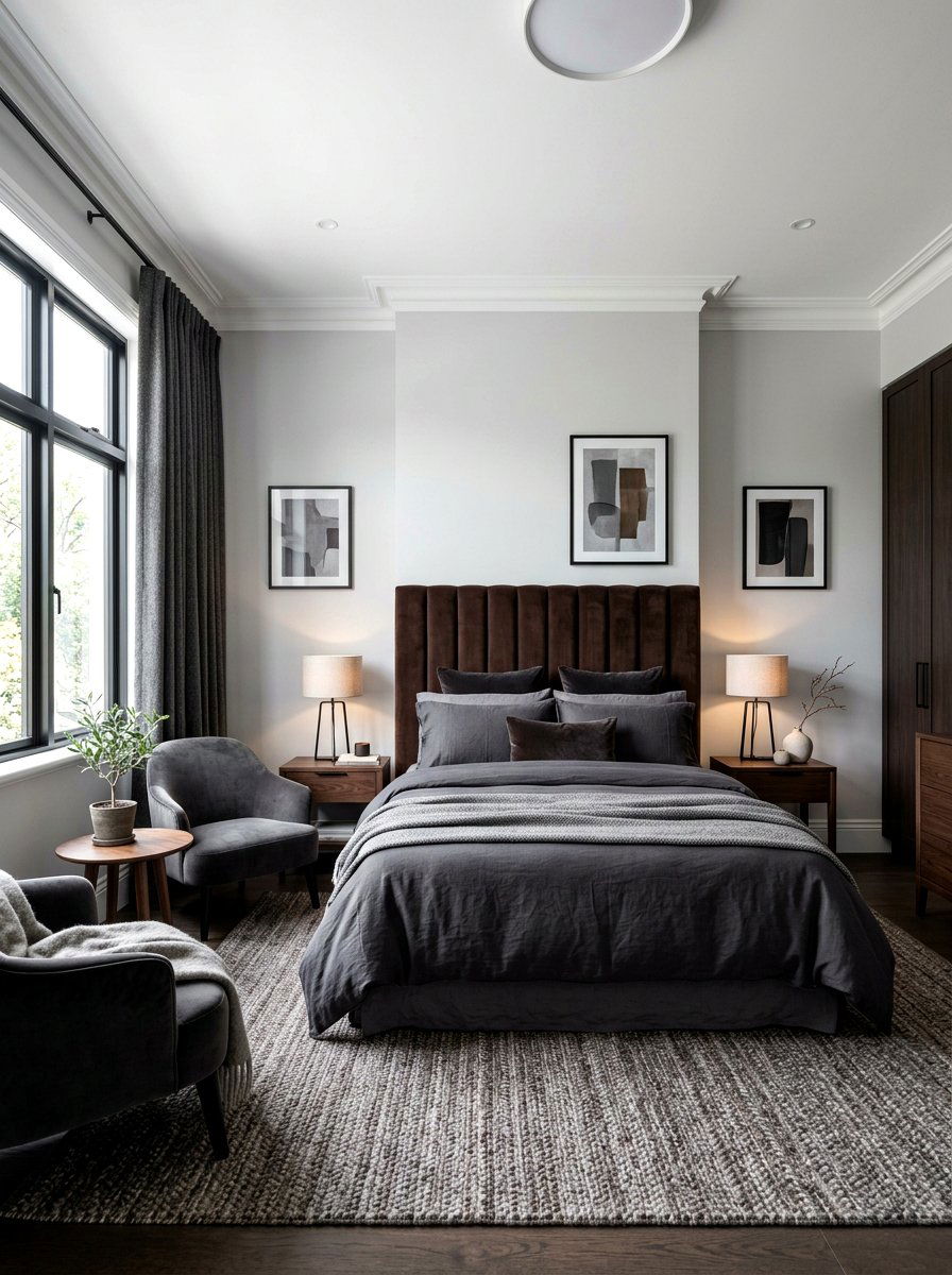 Chocolate brown and gray bedroom - 30 chocolate bedroom ideas
