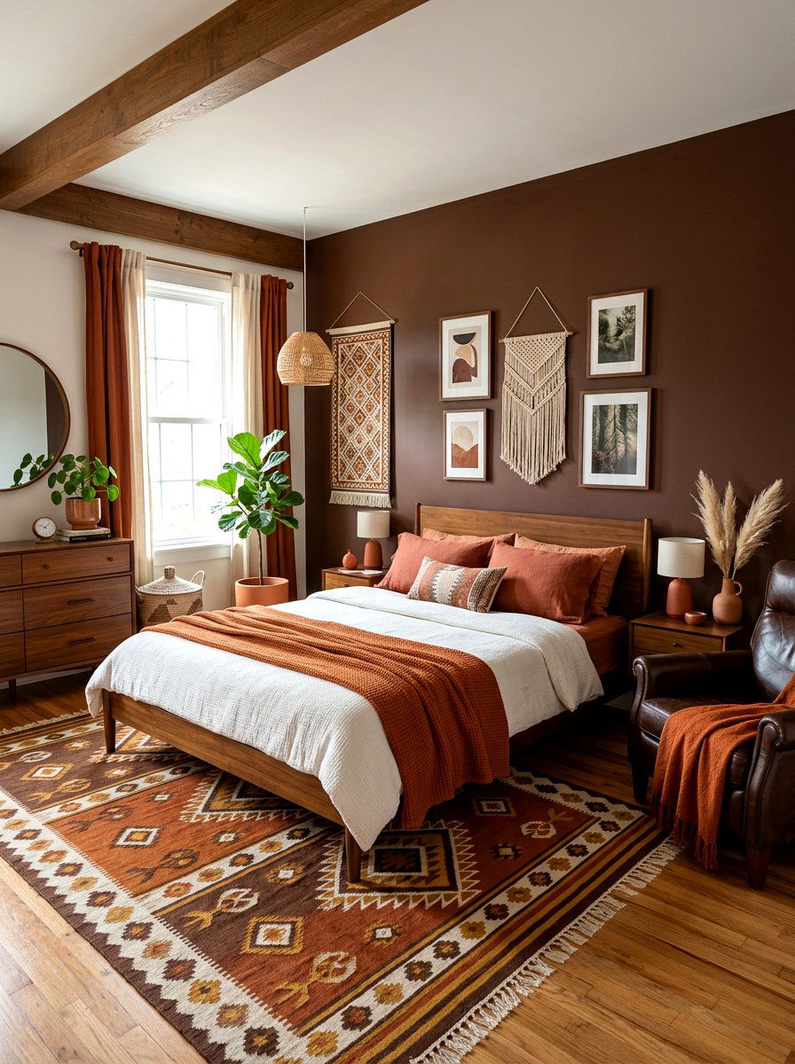Chocolate brown and orange bedroom - 30 chocolate bedroom ideas