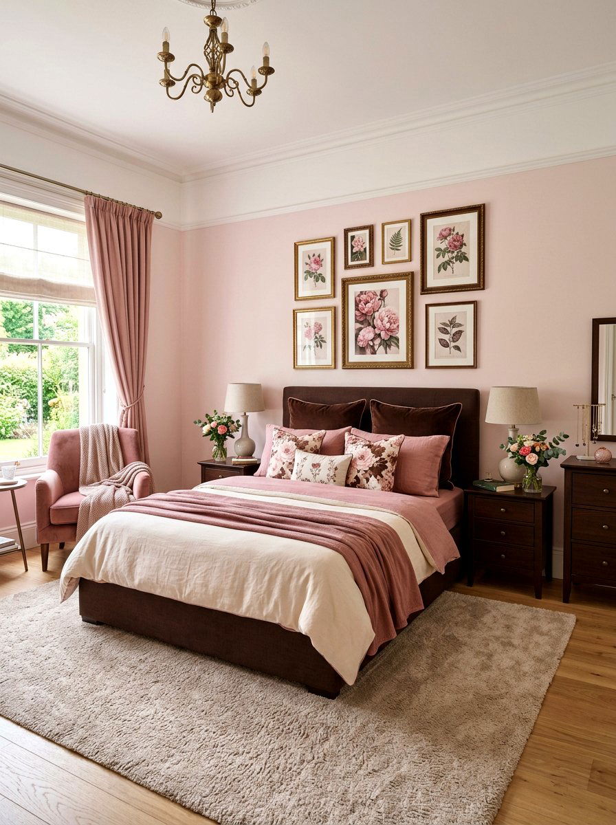 Chocolate brown and pink bedroom - 30 chocolate bedroom ideas