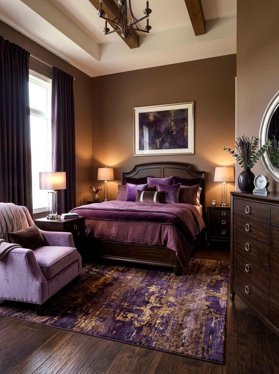 Chocolate brown and purple bedroom - 30 chocolate bedroom ideas