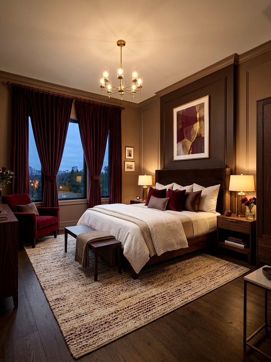 Chocolate brown and red bedroom - 30 chocolate bedroom ideas