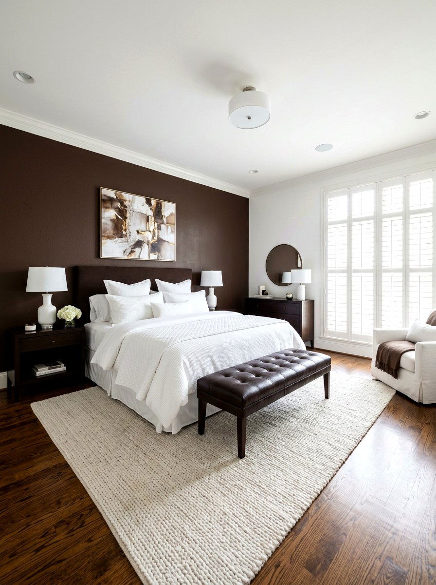 Chocolate brown and white bedroom - 30 chocolate bedroom ideas