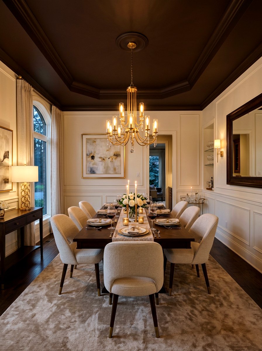 Chocolate brown dining room ceiling - 30 painted ceiling dining room ideas