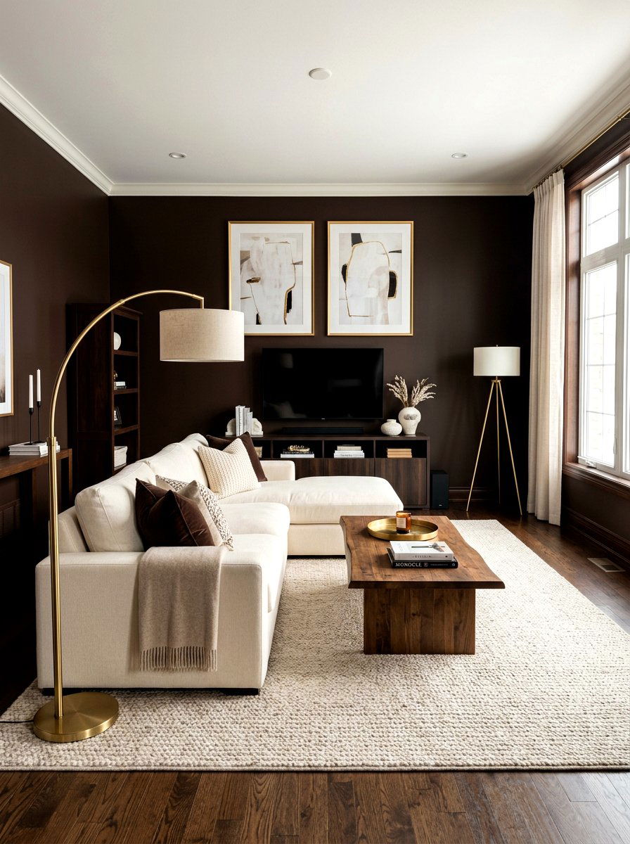 Chocolate brown living room - 30 brown living room ideas