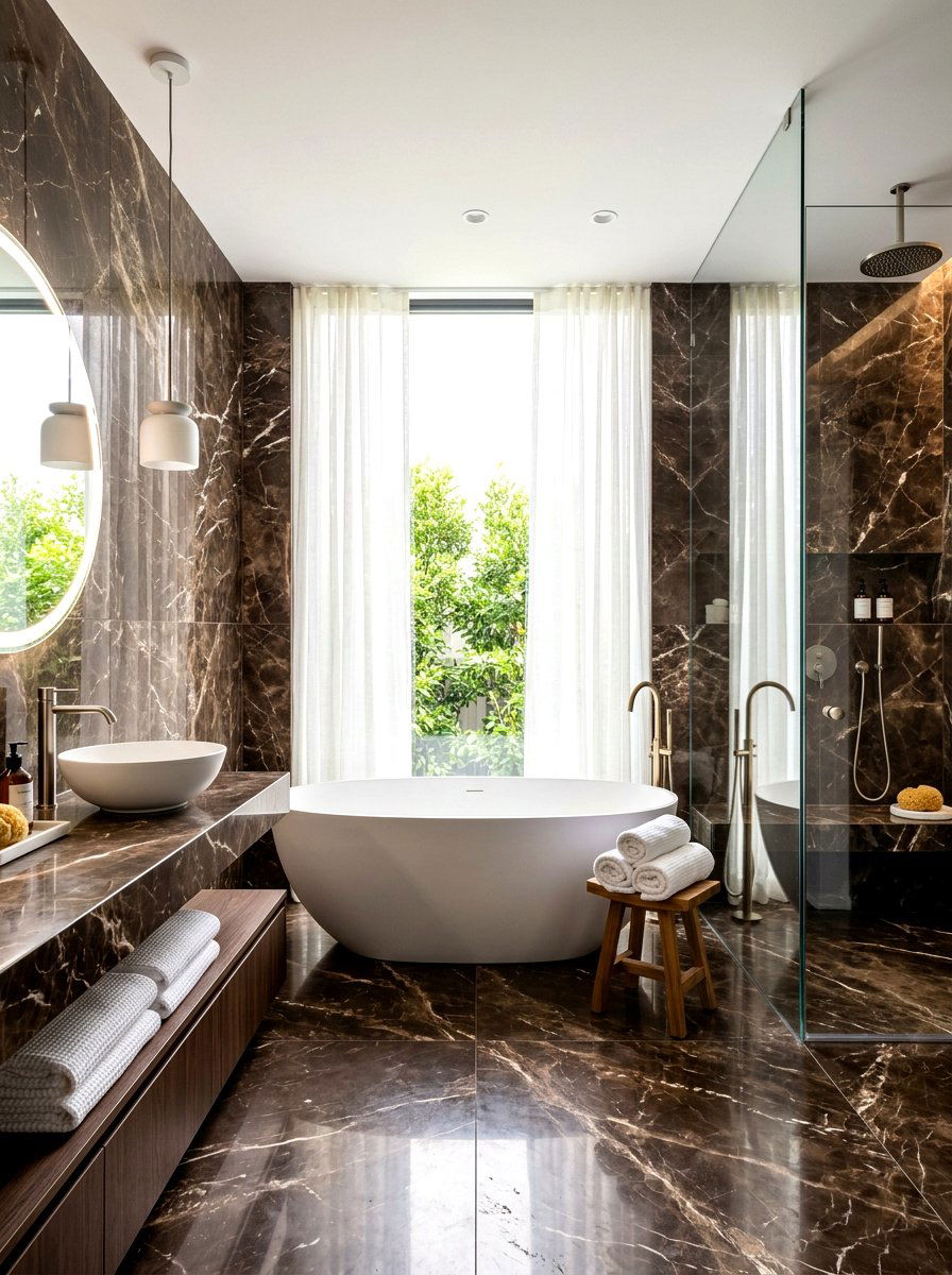 Chocolate brown marble bathroom - 30 chocolate brown bathroom ideas