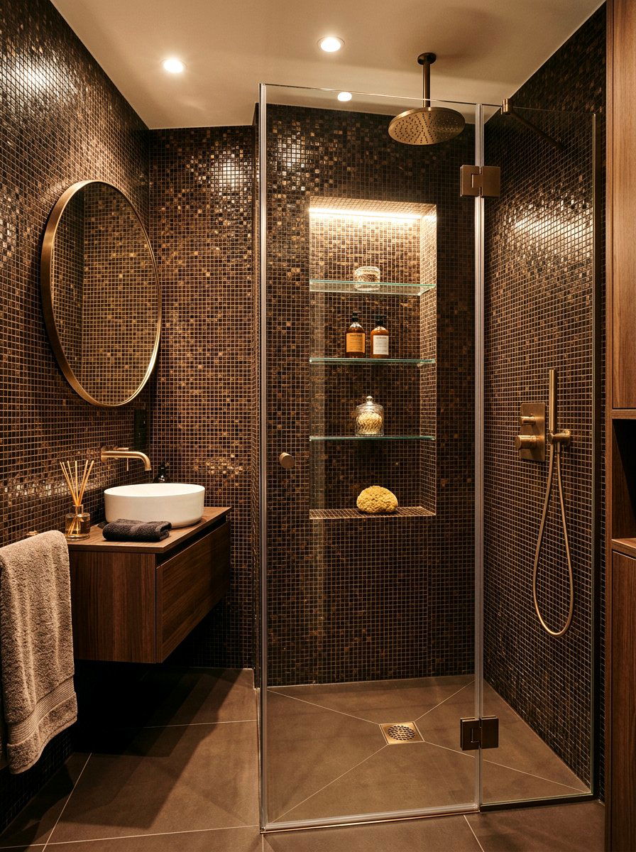 Chocolate brown mosaic tile bathroom - 30 chocolate brown bathroom ideas