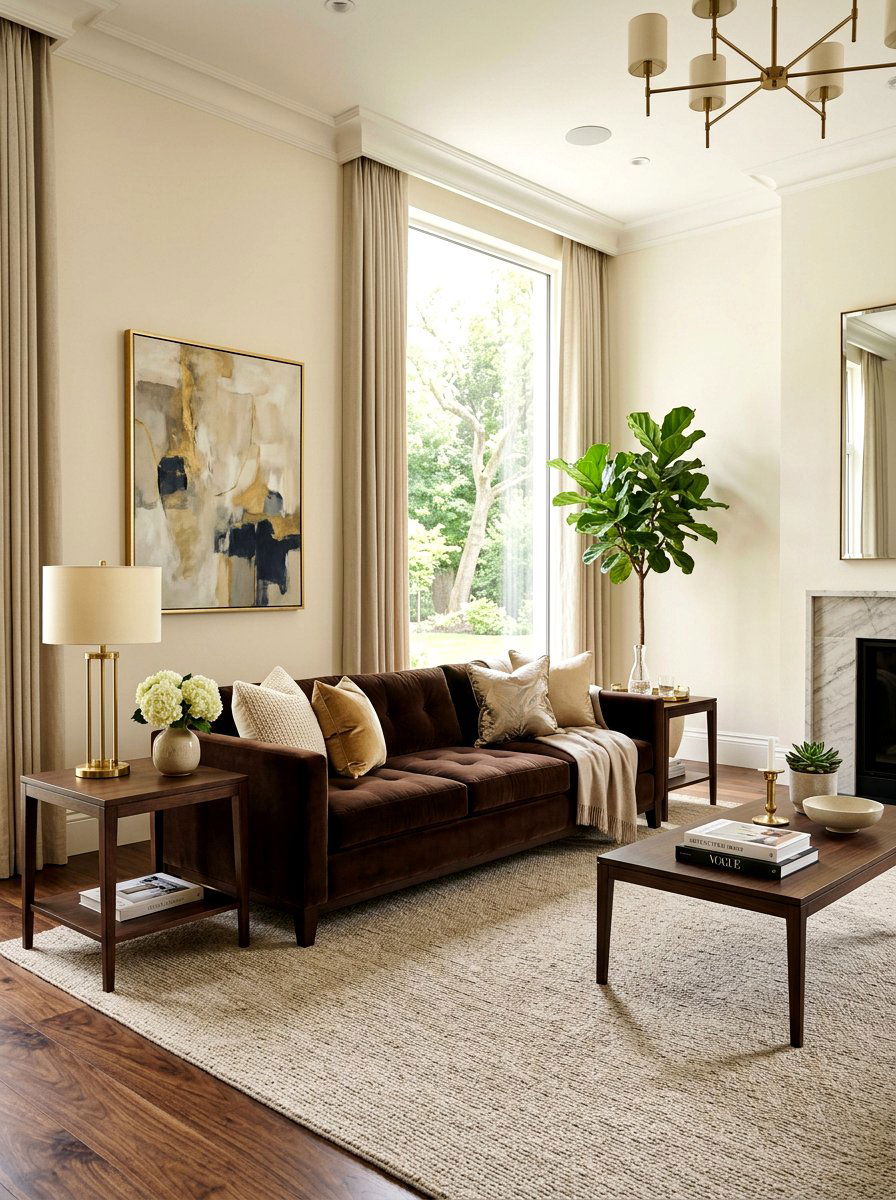 Chocolate brown sofa - 30 tonal brown living room ideas