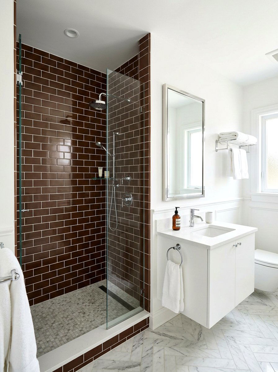 Chocolate brown subway tile bathroom - 30 chocolate brown bathroom ideas