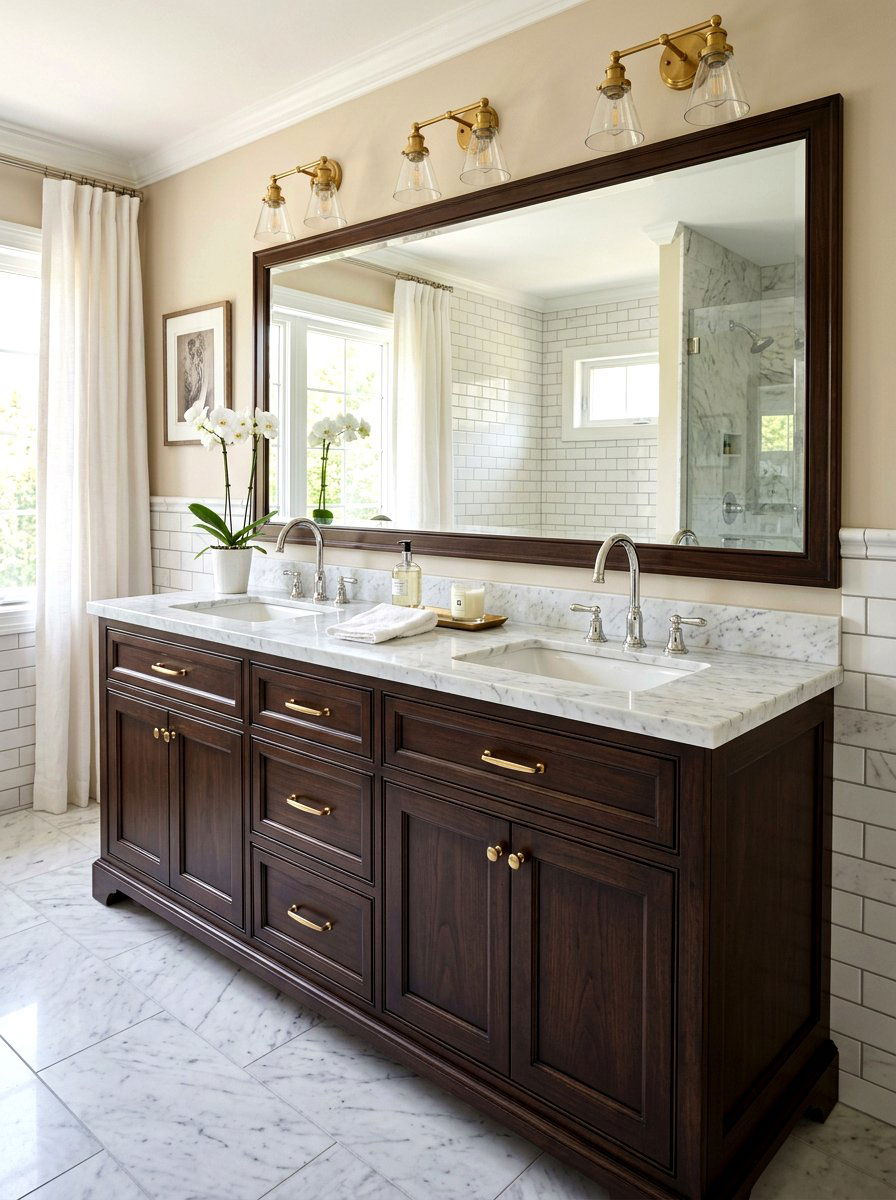 Chocolate brown vanity with marble top - 30 chocolate brown bathroom ideas