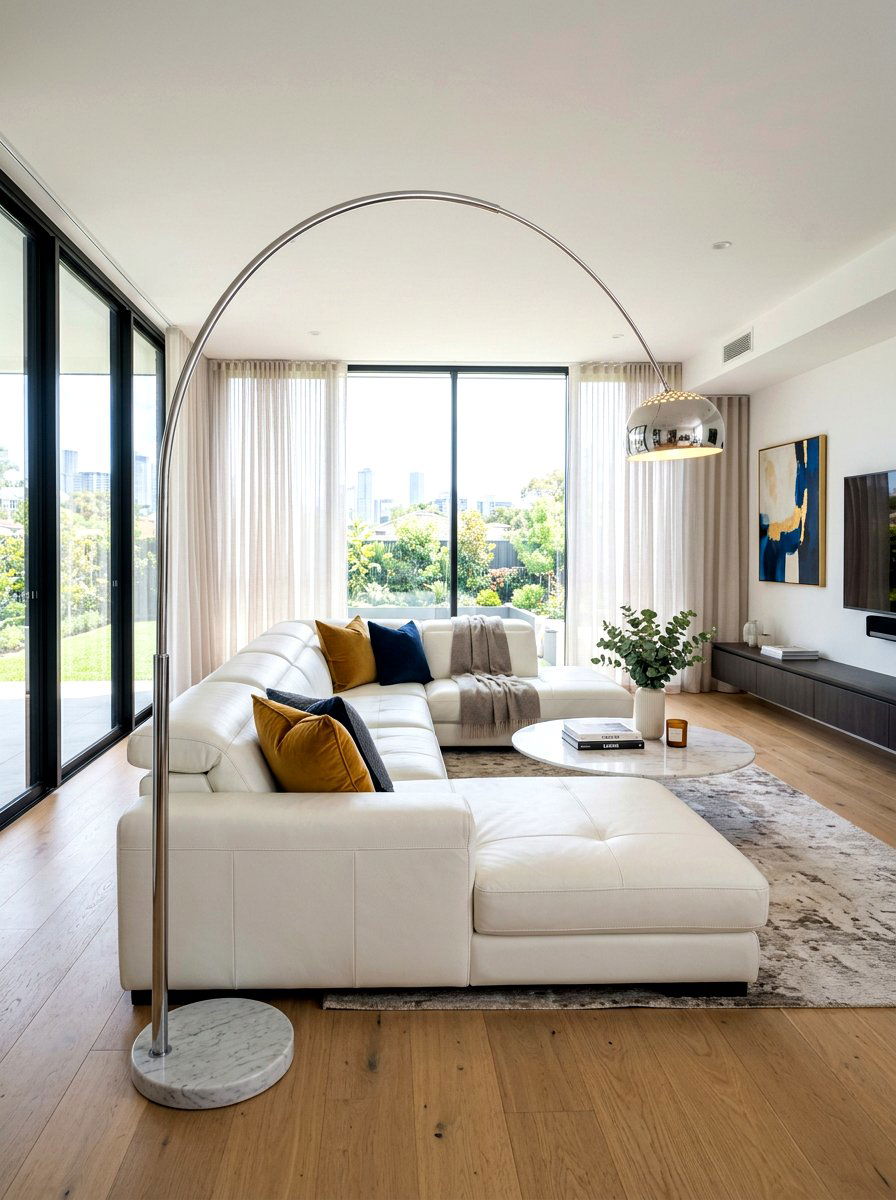 Chrome Arc Floor Lamp - 30 sculptural chrome lighting ideas