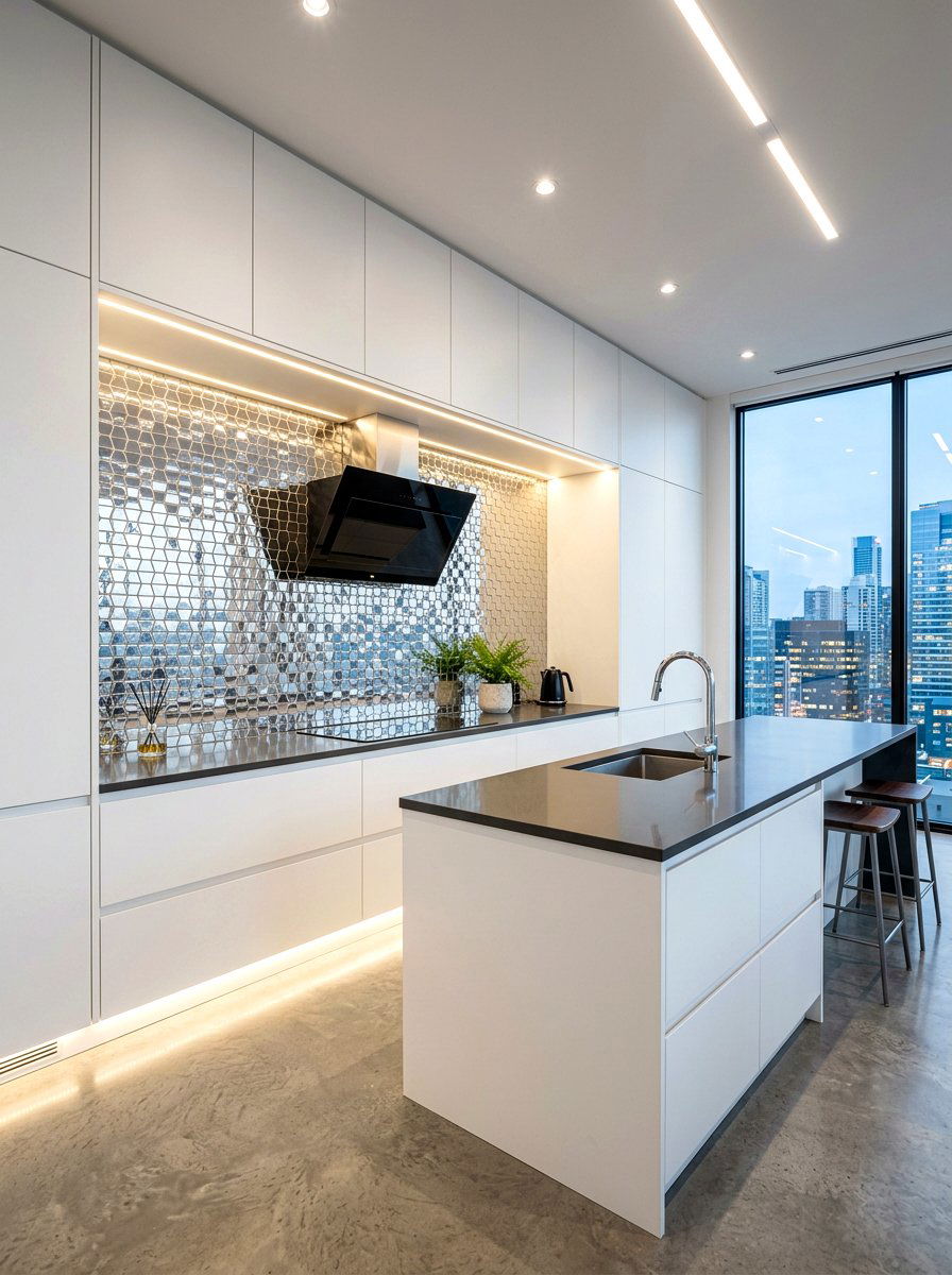 Chrome Backsplash Tiles - 30 chrome kitchen decor ideas