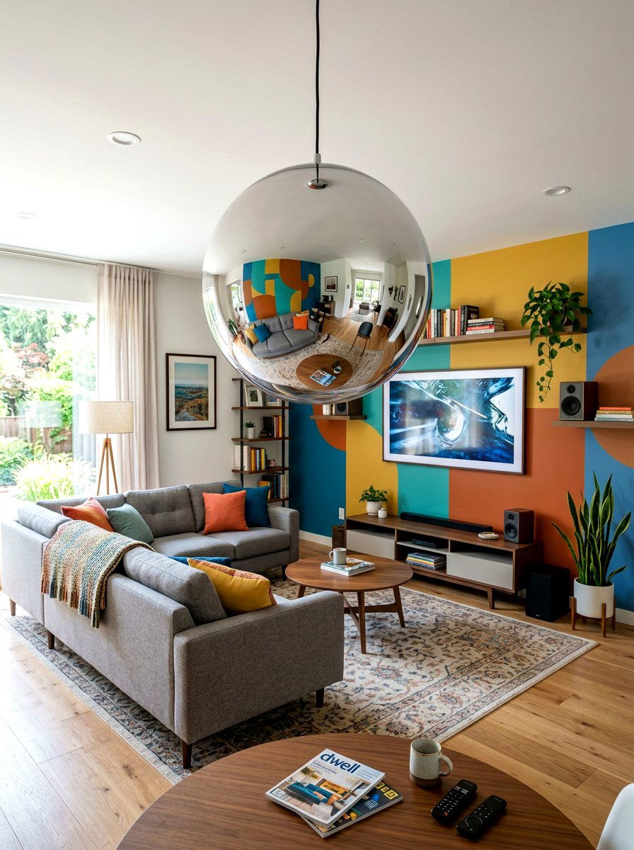 Chrome Ball Modern Lounge Pendant - 30 oversized pendant lighting ideas
