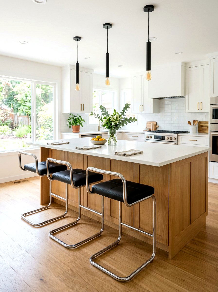Chrome Bar Stools - 30 chrome kitchen decor ideas