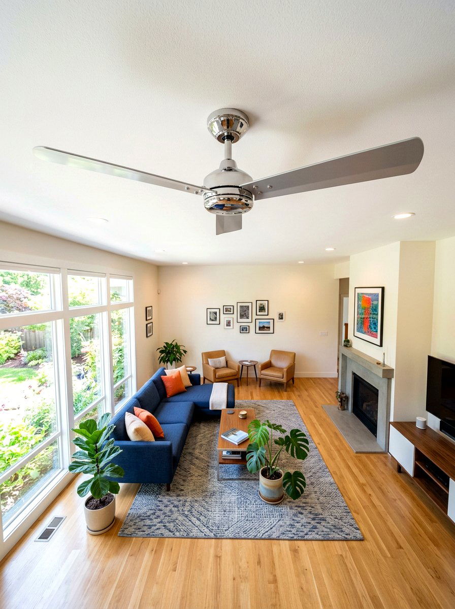 Chrome Ceiling Fan - 30 chrome aesthetic living room ideas