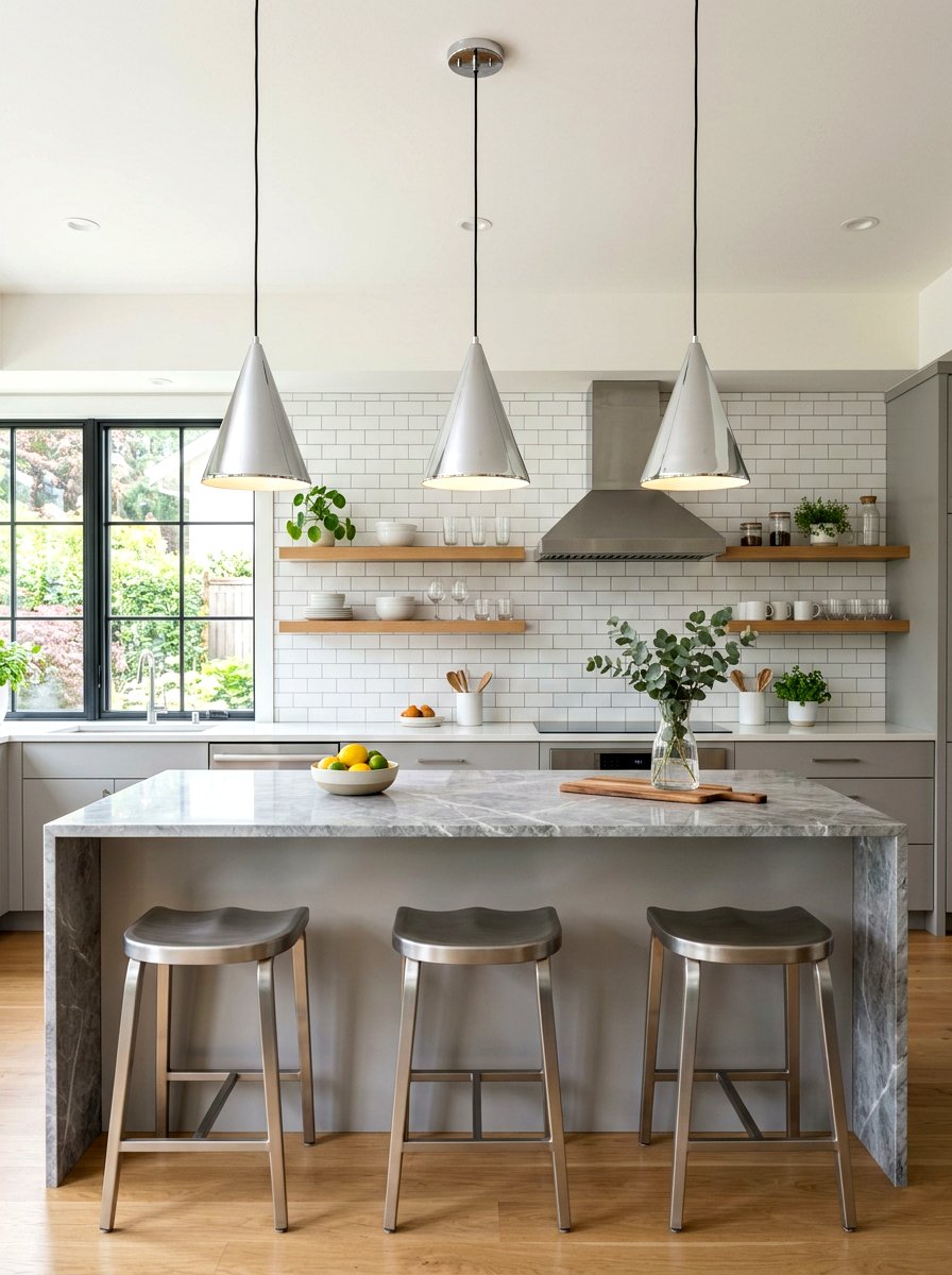 Chrome Cone Kitchen Light - 30 chrome kitchen pendant ideas