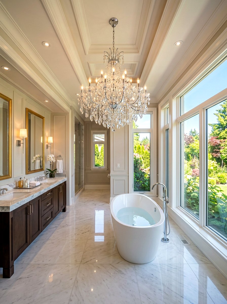 Chrome Crystal Bathroom Chandelier - 30 chrome bathroom lighting ideas