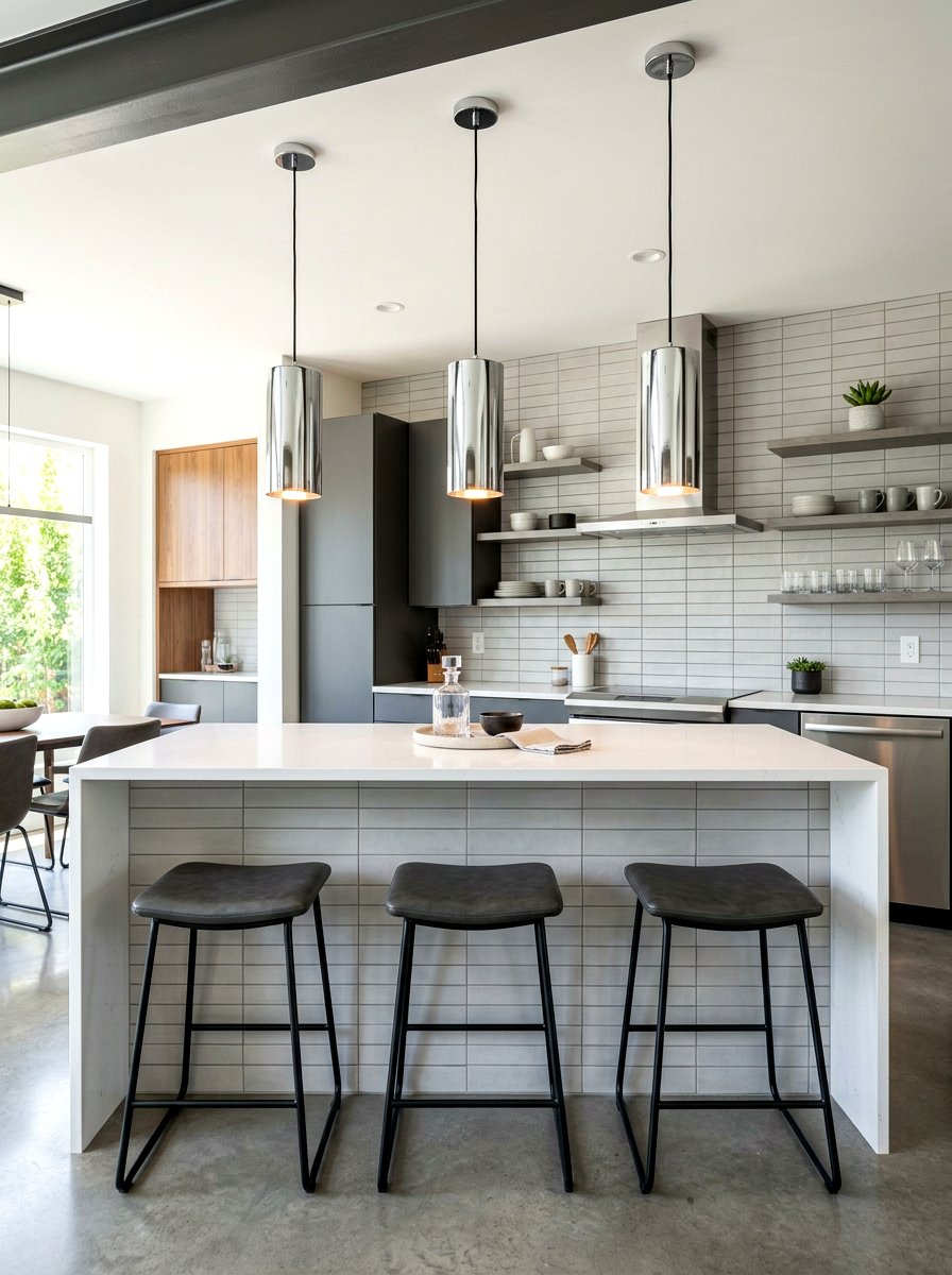 Chrome Cylinder Pendant - 30 sculptural chrome lighting ideas
