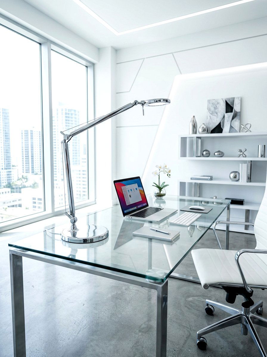 Chrome Finish Modern Desk Lamp - 30 lamp lit office ideas