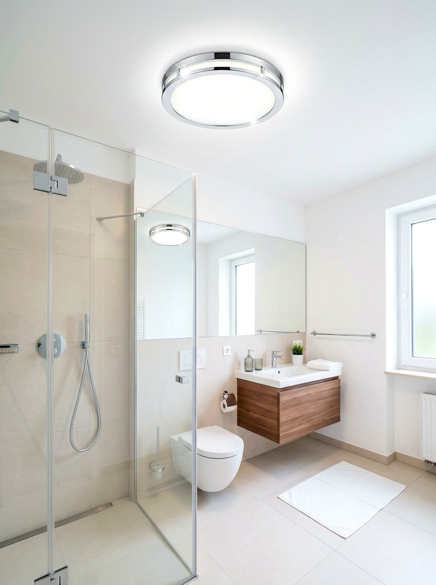Chrome Flush Mount Ceiling Light - 30 chrome bathroom lighting ideas