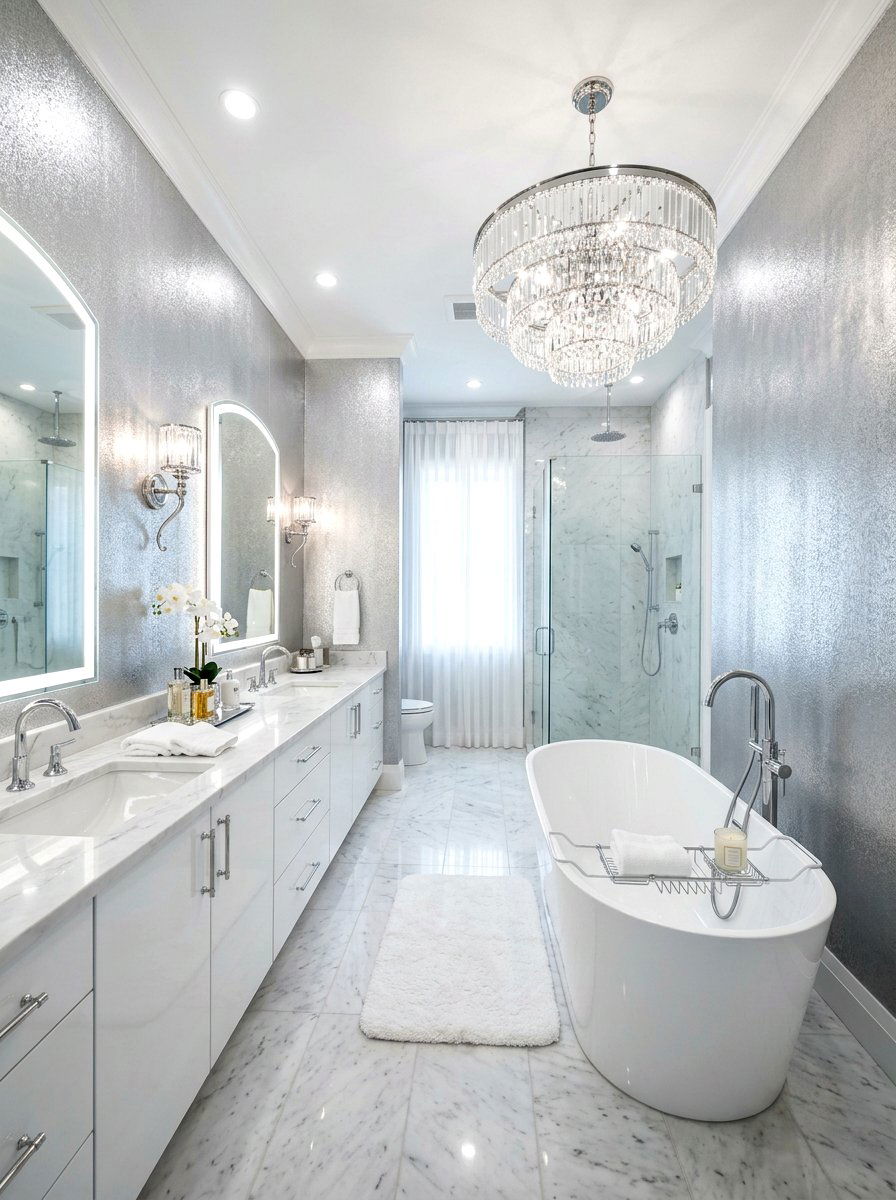 Chrome Glam Chandelier Bathtub - 30 chandelier over bathtub ideas
