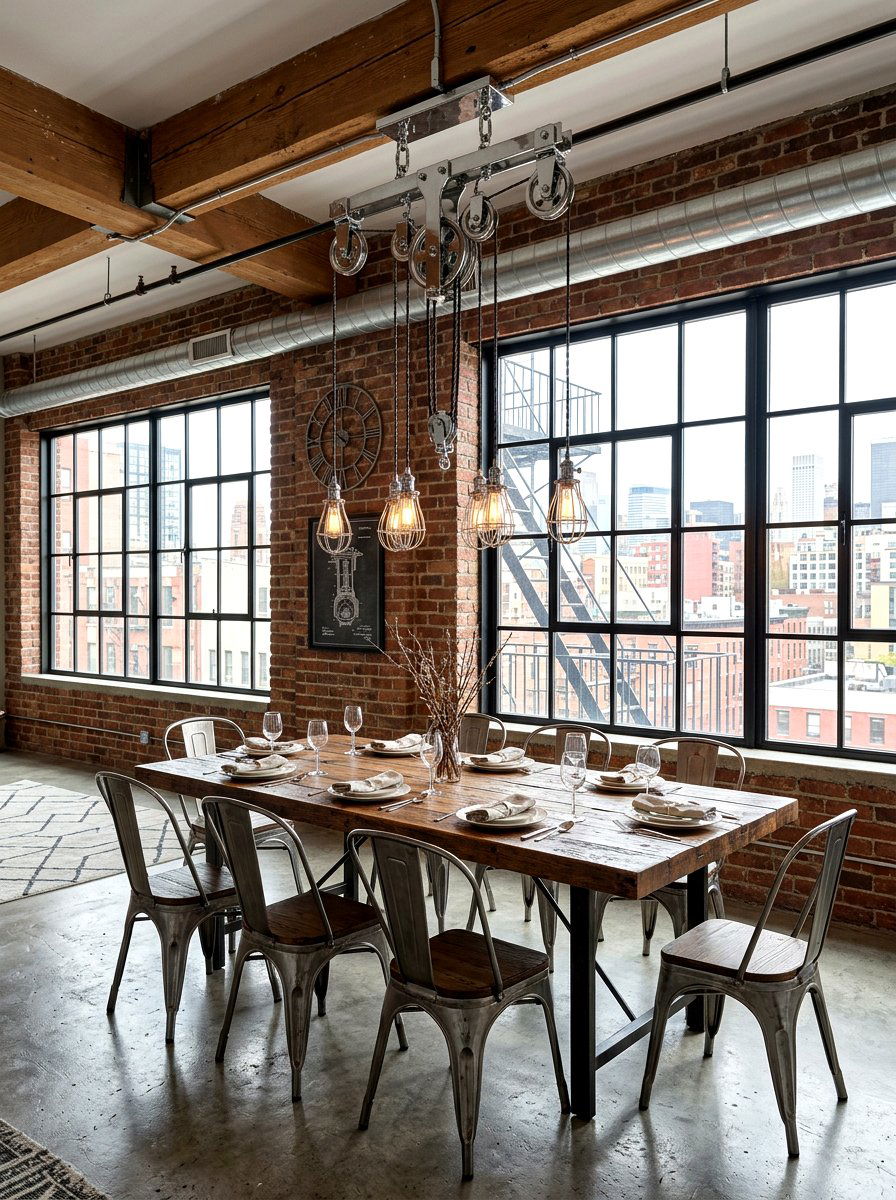 Chrome Industrial Pulley Light - 30 sculptural chrome lighting ideas