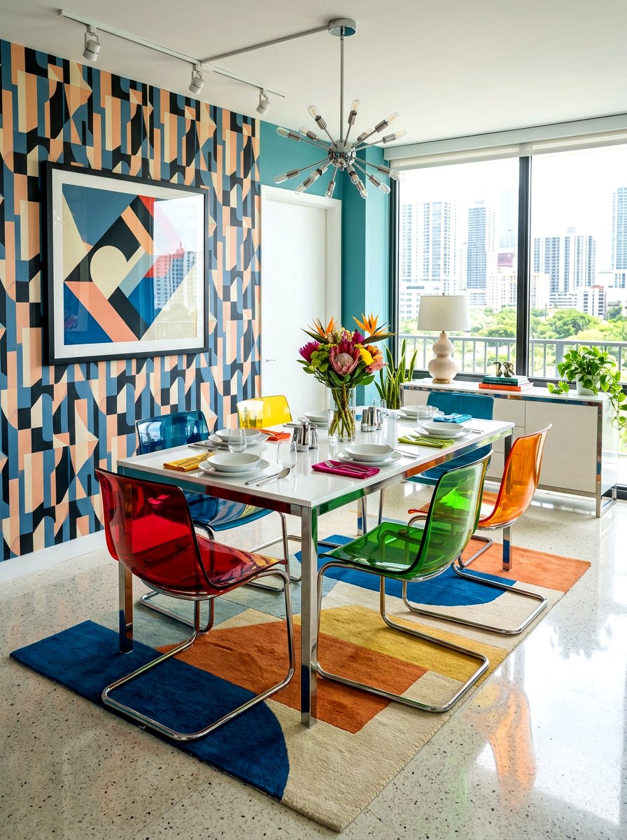 Chrome Leg Dining Table Room - 30 retro dining room ideas