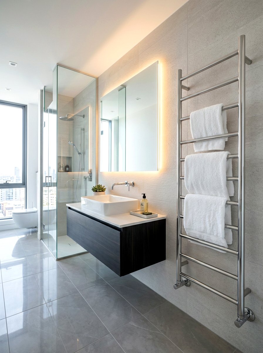Chrome Modern Towel Ladder - 30 towel ladder ideas