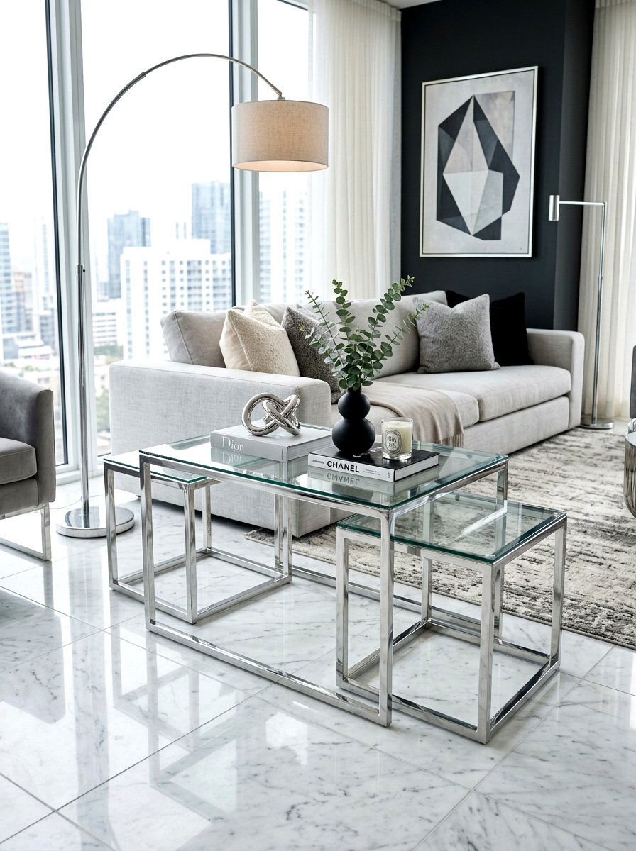 Chrome Nesting Coffee Table - 30 nesting coffee table ideas