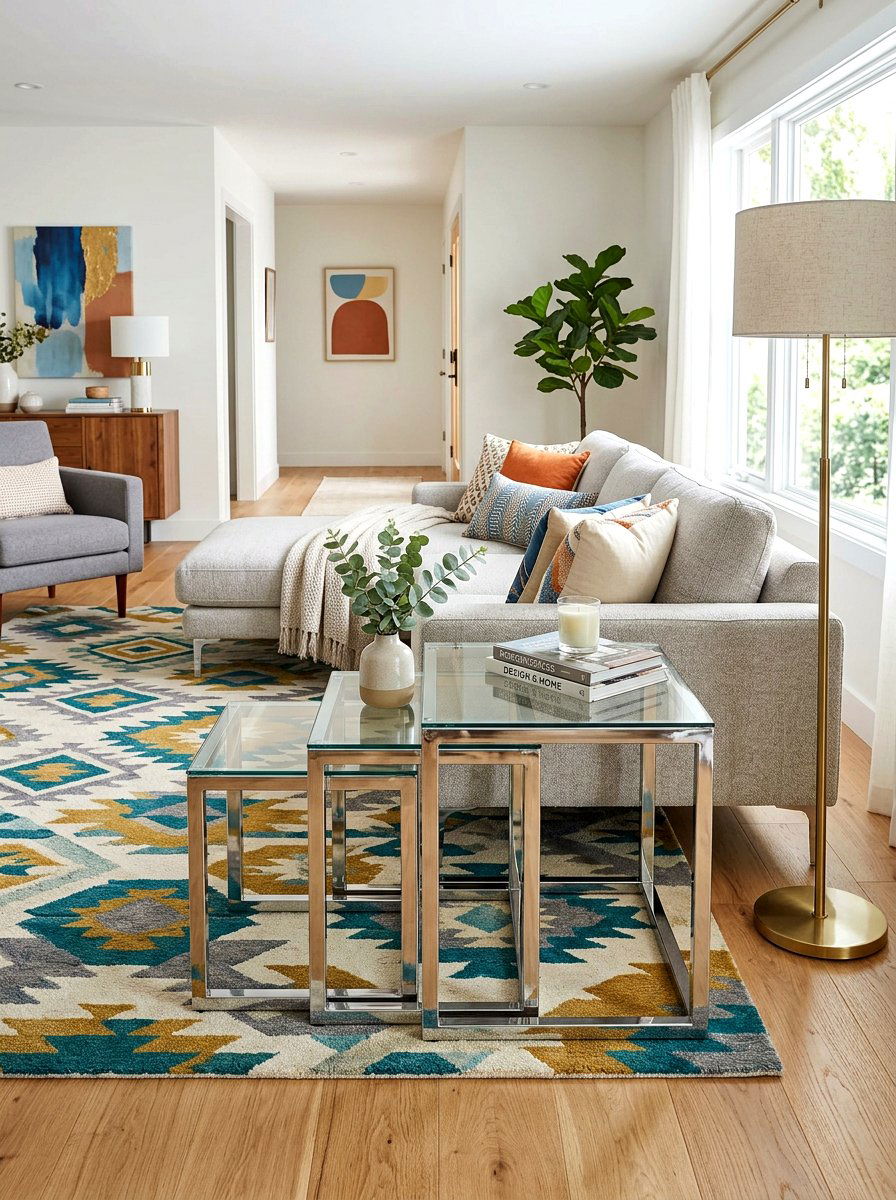 Chrome Nesting Tables - 30 chrome aesthetic living room ideas