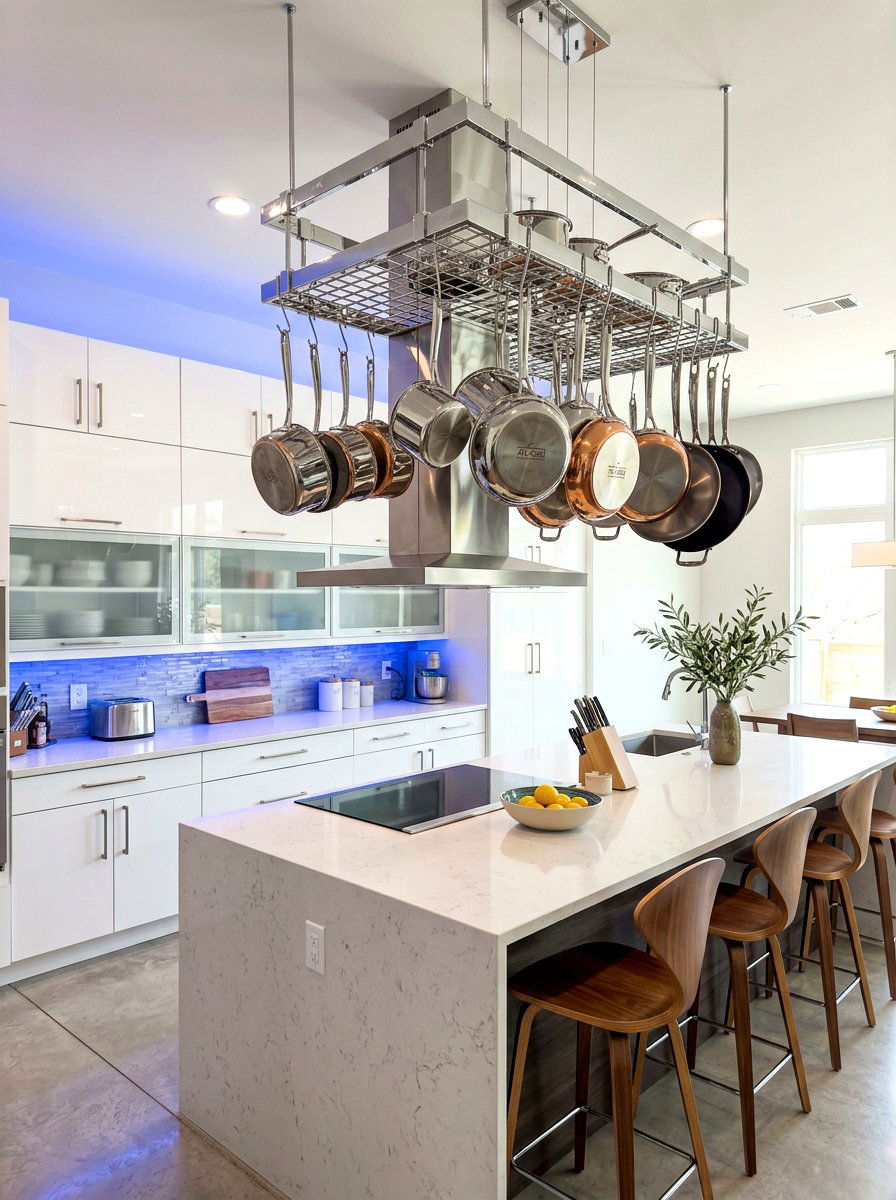 Chrome Pot Rack - 30 ceiling pot rack ideas