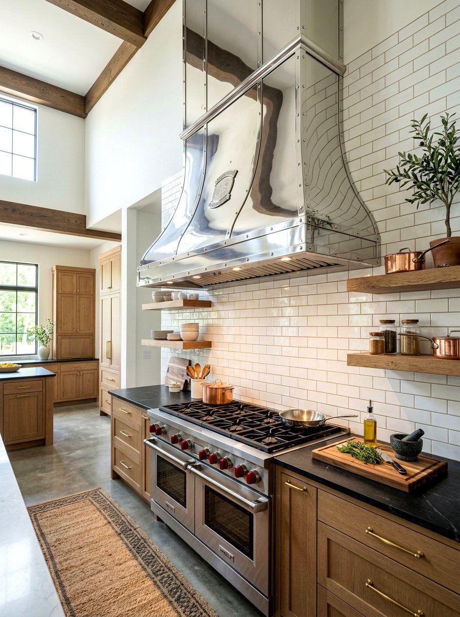 Chrome Range Hood - 30 chrome kitchen decor ideas