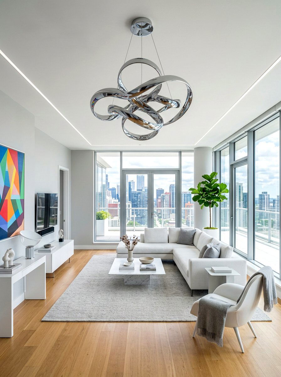 Chrome Ribbon Pendant - 30 sculptural chrome lighting ideas