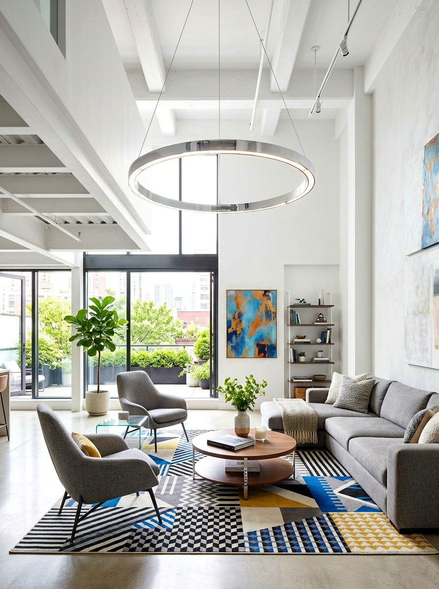 Chrome Ring Pendant - 30 sculptural chrome lighting ideas