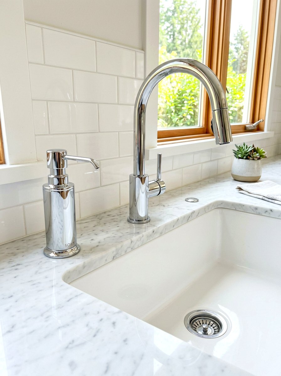 Chrome Soap Dispenser - 30 chrome kitchen decor ideas