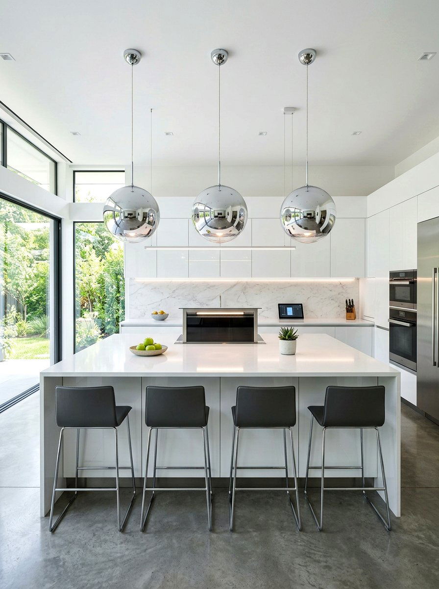 Chrome Sphere Pendant - 30 chrome kitchen pendant ideas