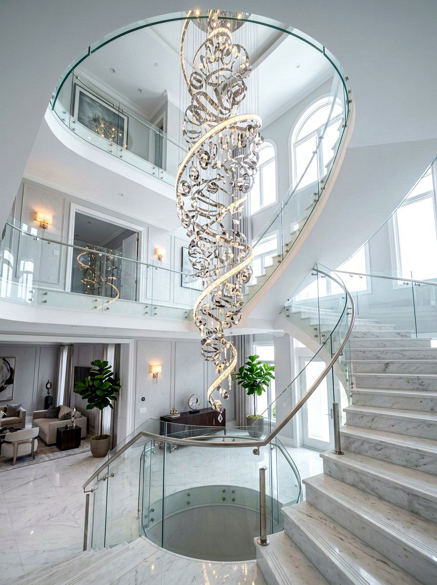 Chrome Spiral Chandelier - 30 sculptural chrome lighting ideas