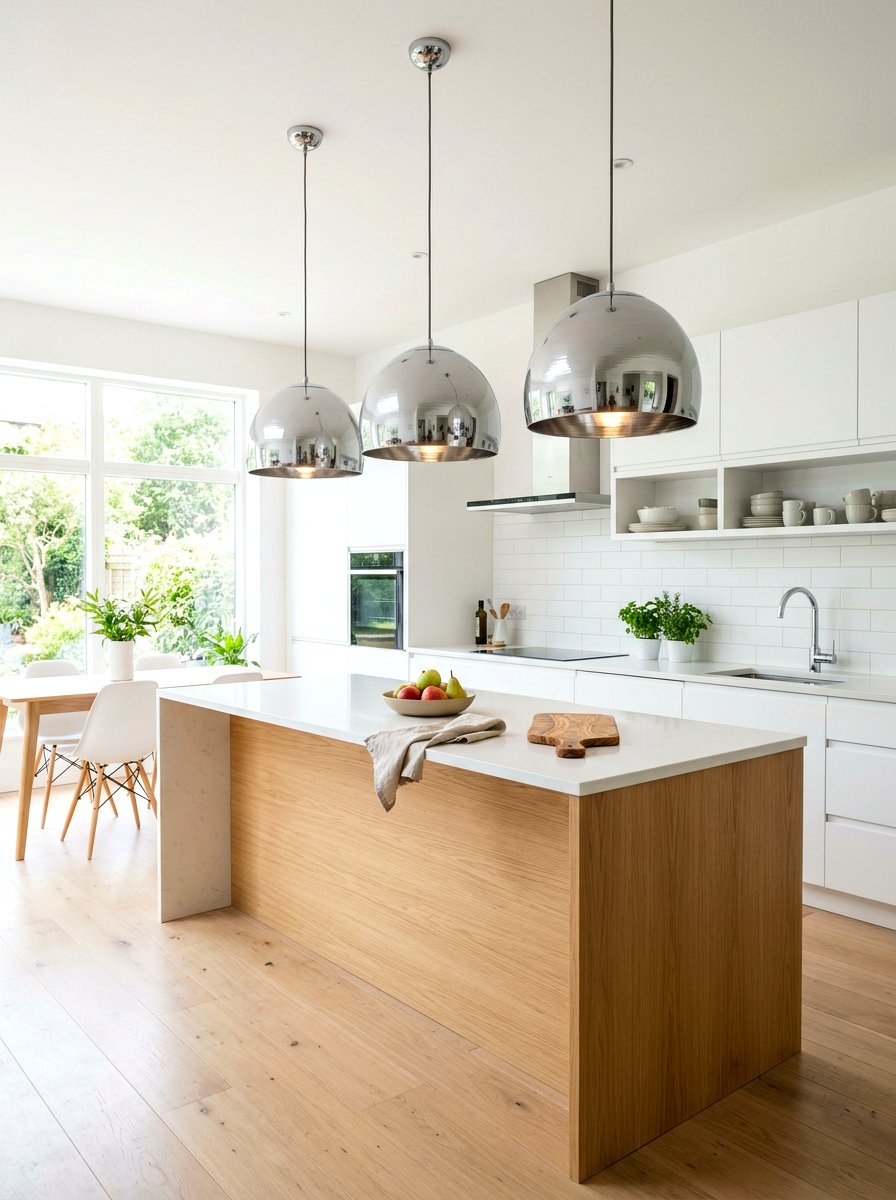 Chrome Spun Metal Pendant - 30 chrome kitchen pendant ideas