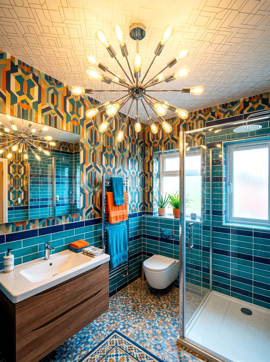 Chrome Sputnik Ceiling Light - 30 chrome bathroom lighting ideas