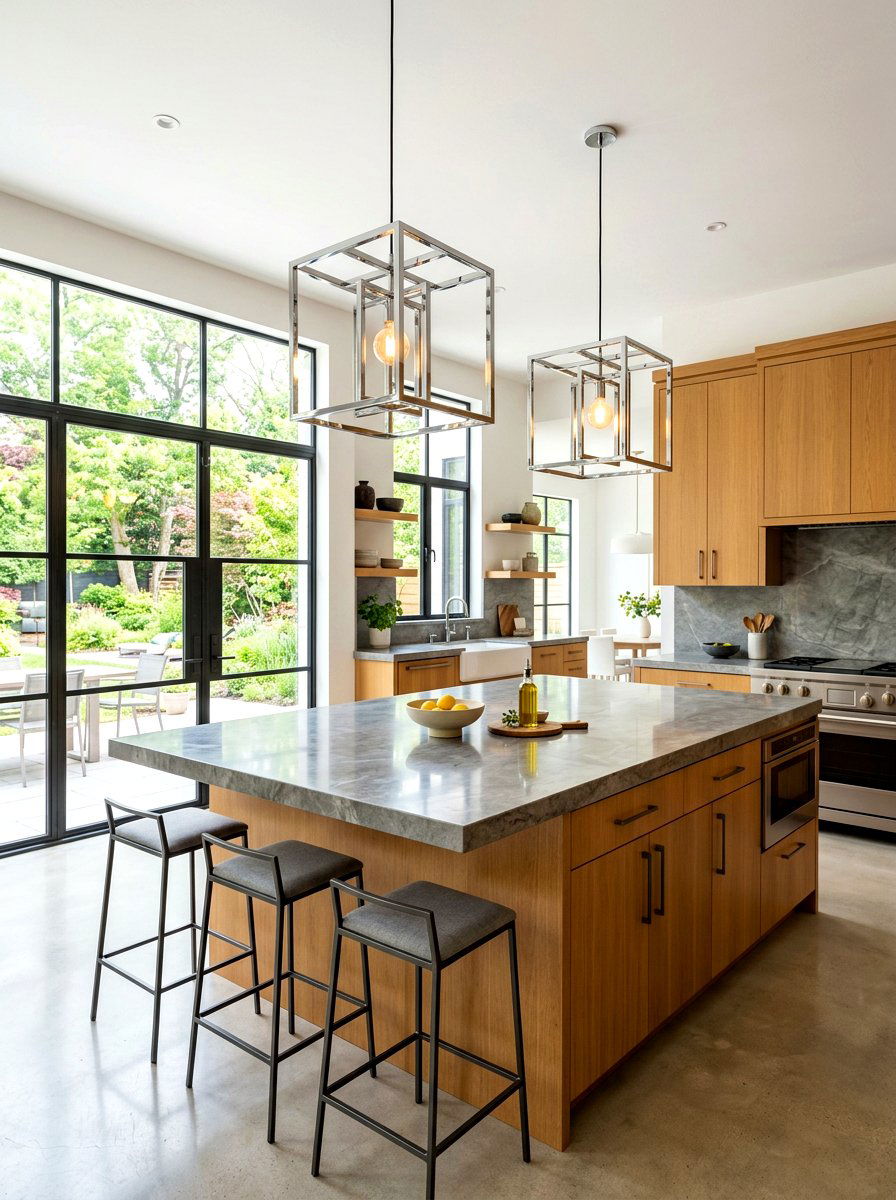 Chrome Square Box Pendant - 30 sculptural chrome lighting ideas