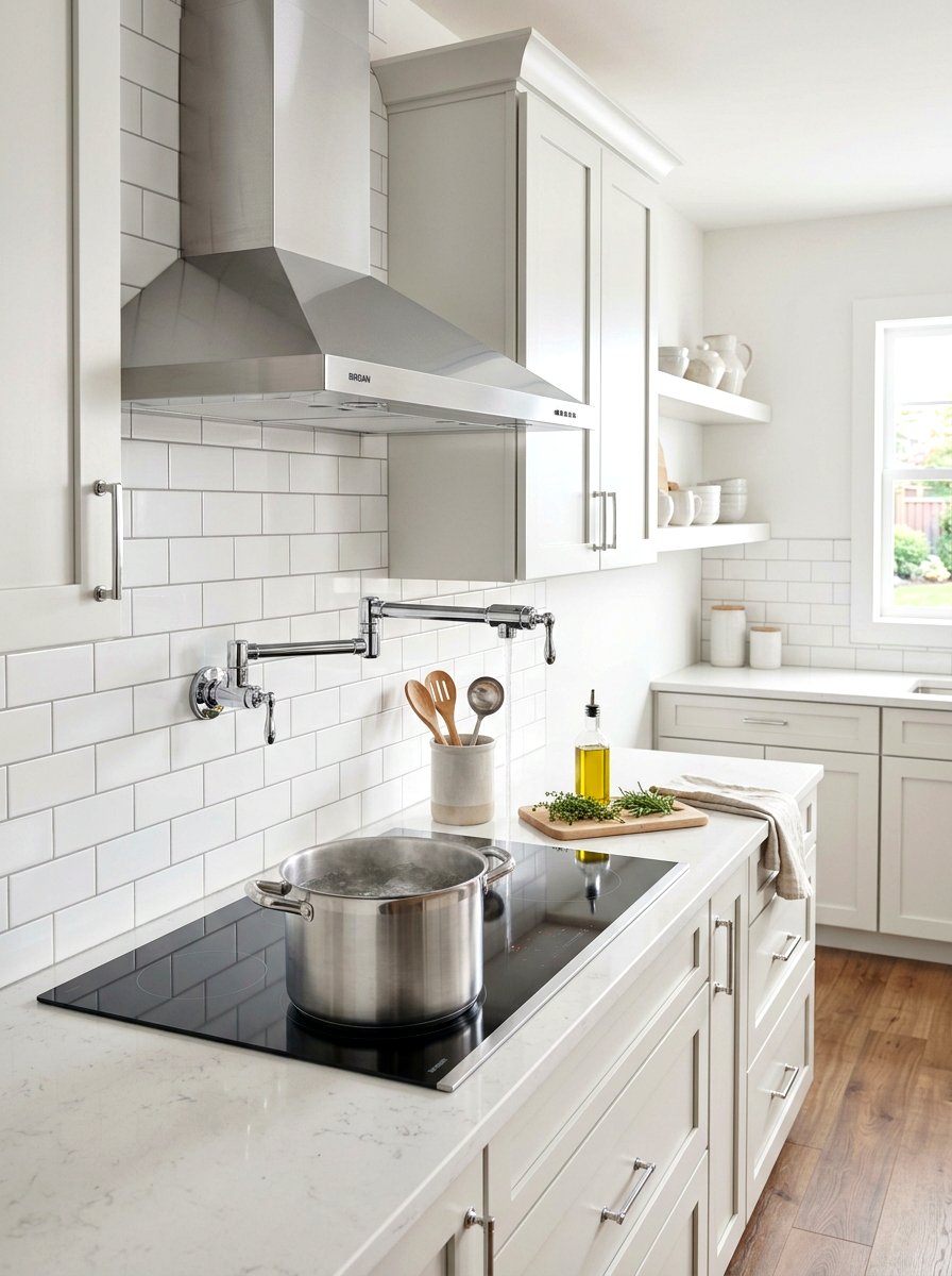 Chrome Swing Arm Pot Filler - 30 pot filler kitchen ideas