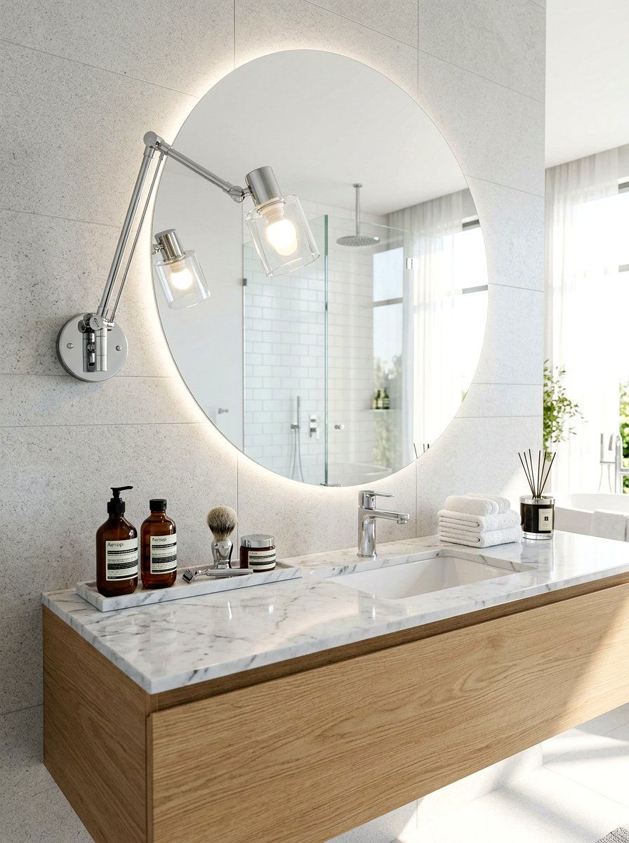 Chrome Swing Arm Wall Light - 30 chrome bathroom lighting ideas