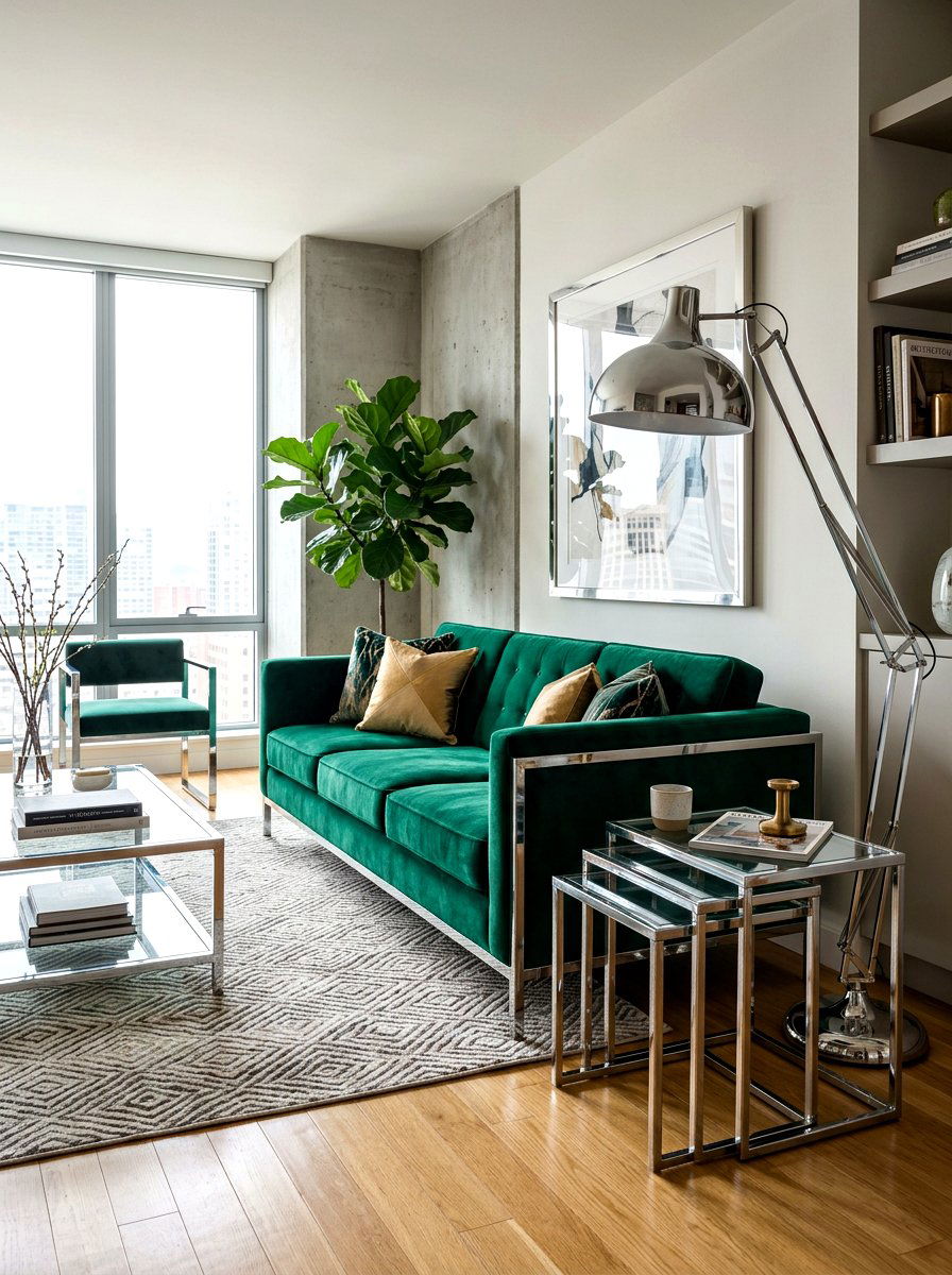Chrome Velvet Lounge - 30 metallic maximalist decor ideas