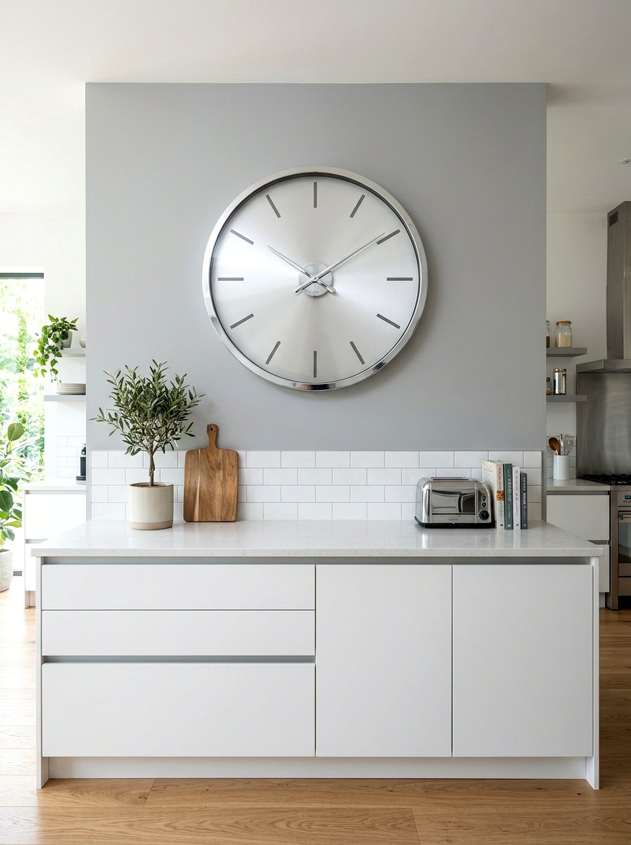Chrome Wall Clock - 30 chrome kitchen decor ideas