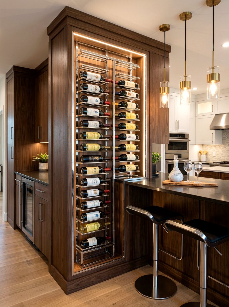 Chrome Wine Rack - 30 chrome kitchen decor ideas