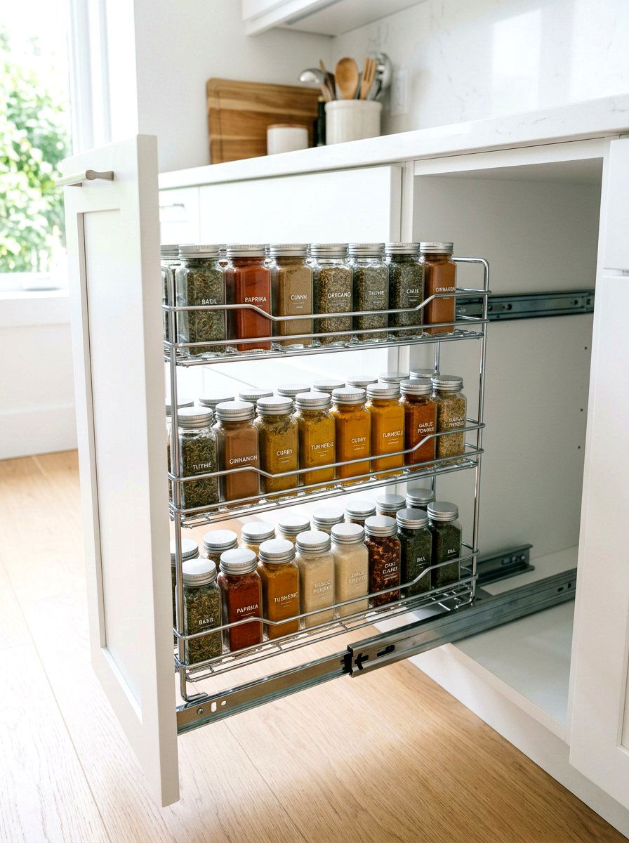 Chrome Wire Pull Out Spice Caddy - 30 pull out spice rack ideas