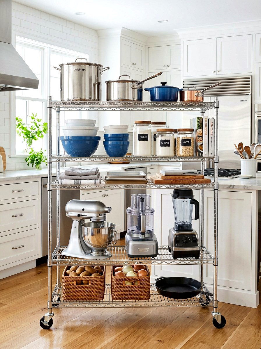 Chrome Wire Shelf Rack - 30 hanging pot rack ideas