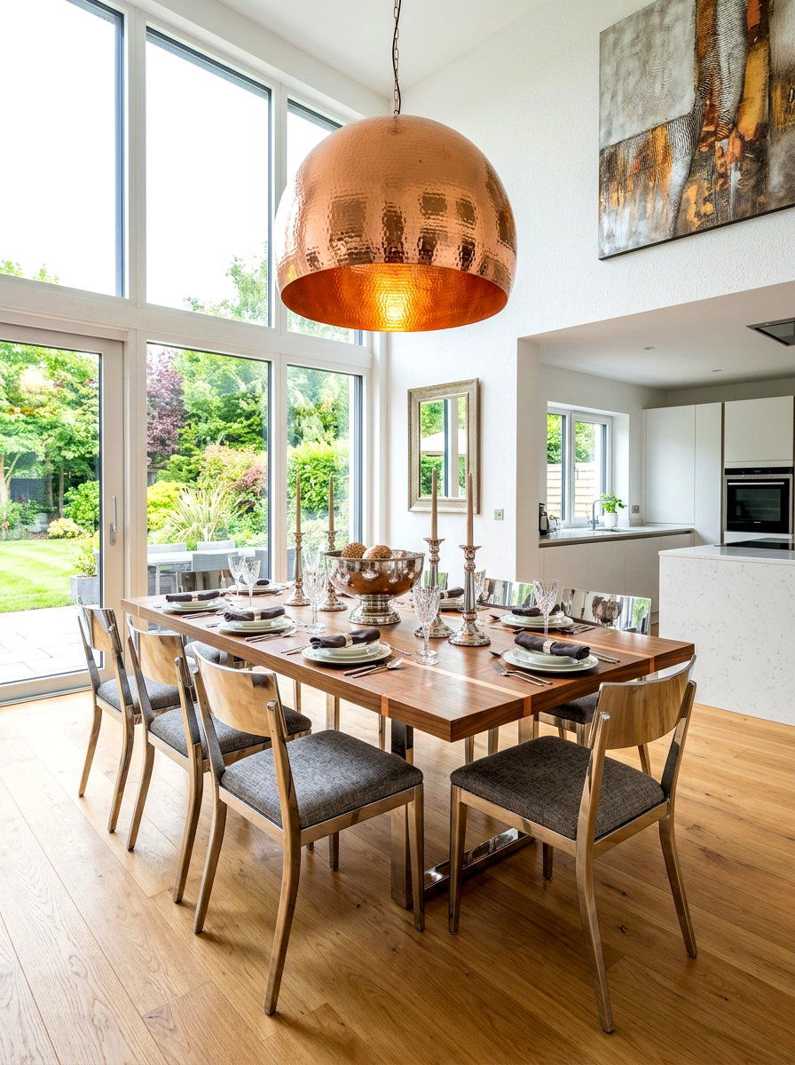 Chrome and copper dining space - 30 mixed metal decor ideas