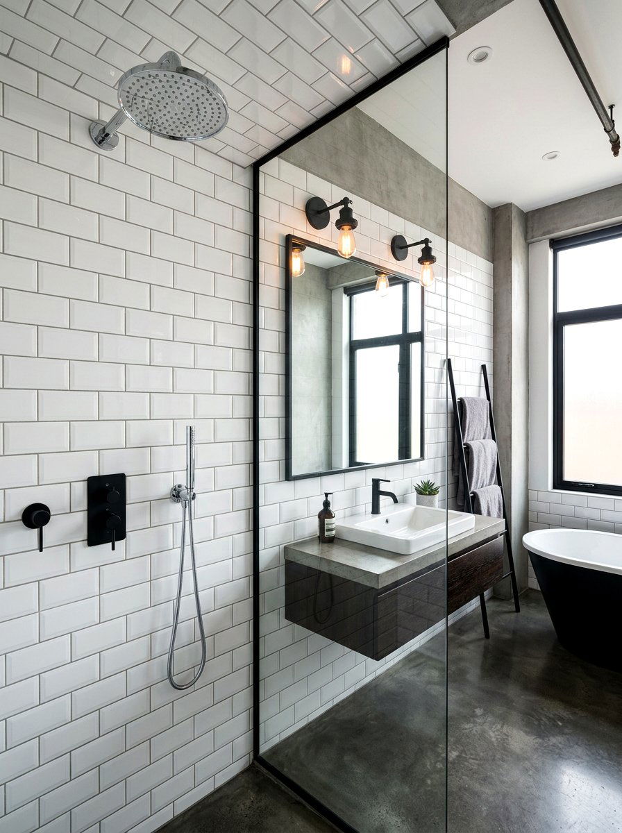 Chrome and matte black bathroom - 30 mixed metal bathroom decor ideas