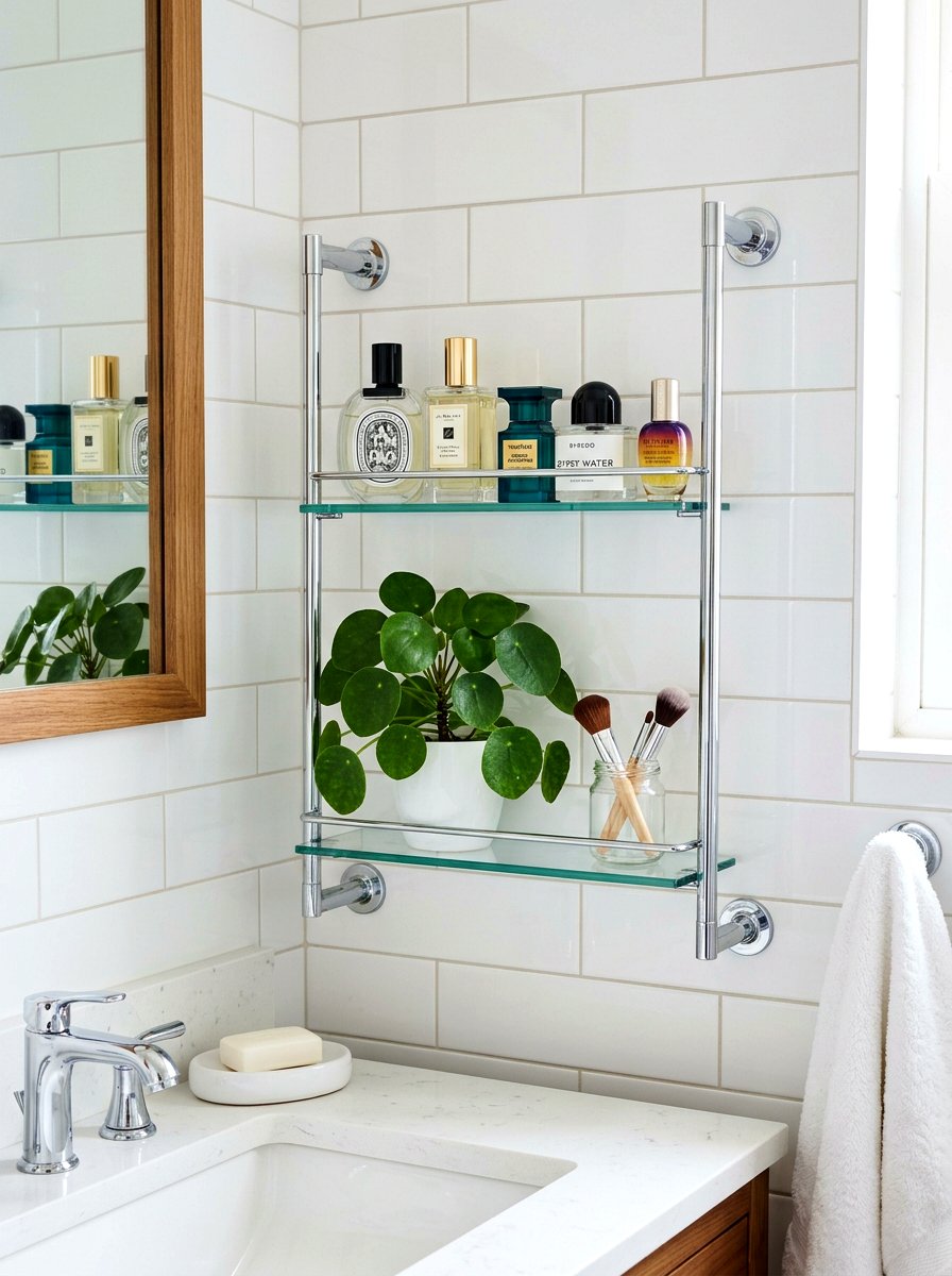 Chrome bathroom shelf - 30 chrome bathroom decor ideas