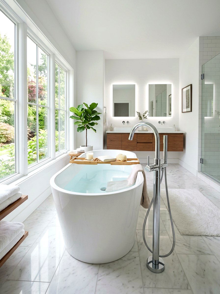 Chrome bathtub faucet - 30 chrome bathroom decor ideas